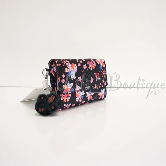 NWT Kipling AC3739 PIXI Snap Medium Trifold Wallet Nylon Festival Blossom Multi - Picture 2 of 13